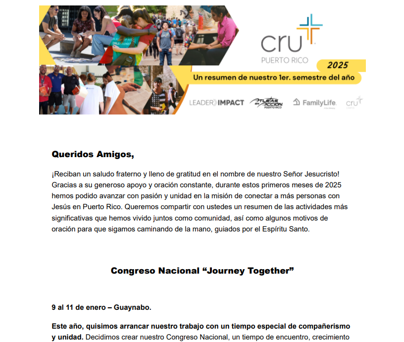 Preview of the Cru Puerto Rico email newsletter